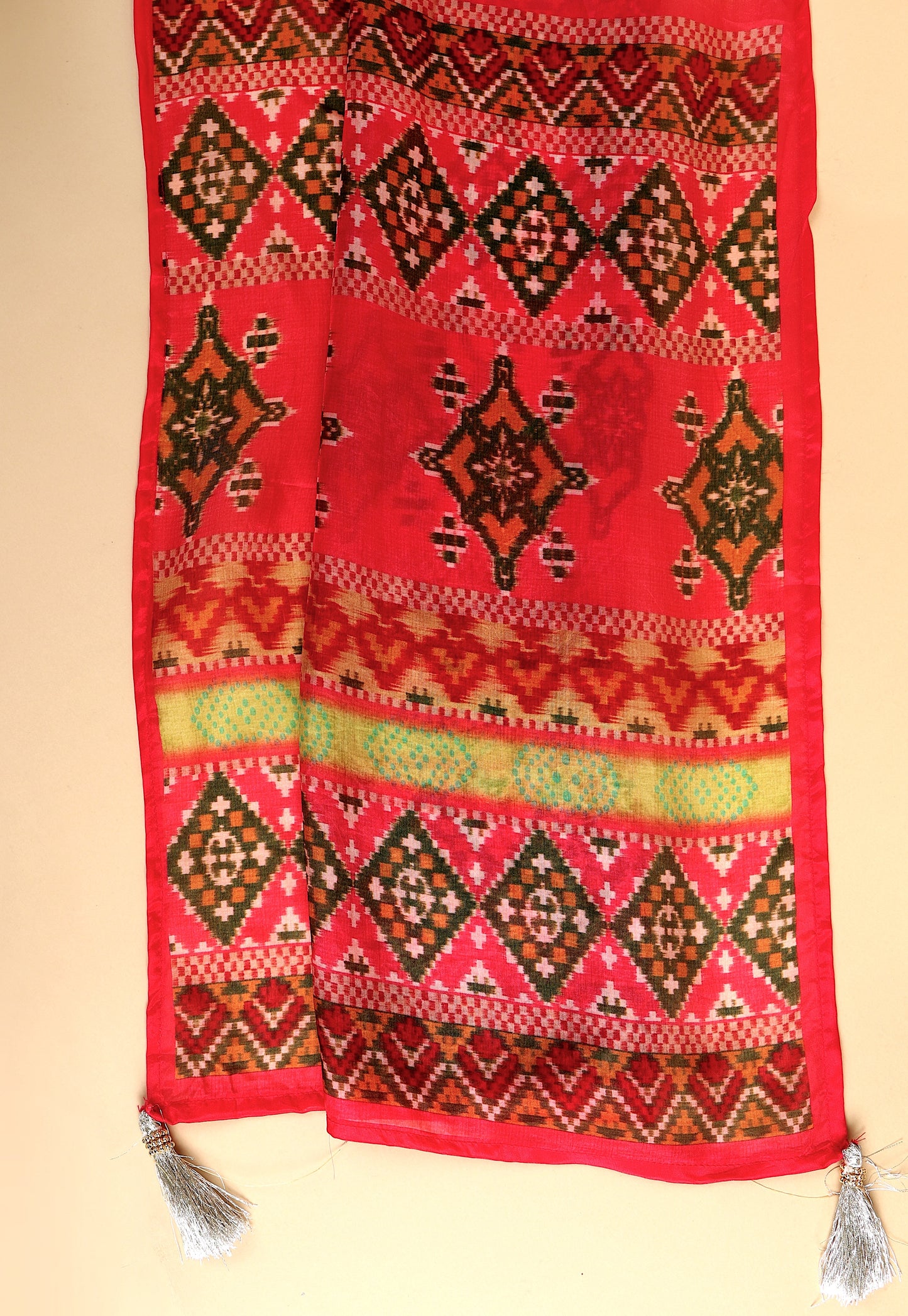 Lime Green Opada Silk Bandhej Suit Set