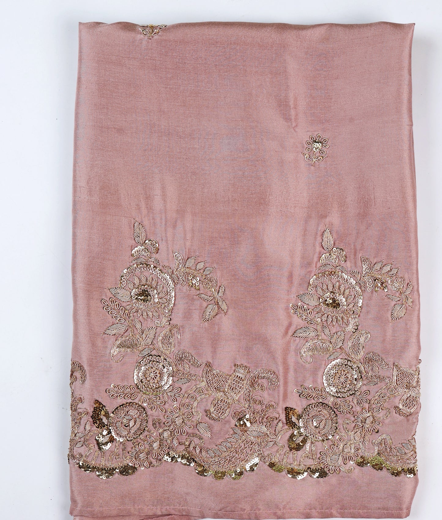 English Pink Dupion Suit with Zardozi & Sequence Work