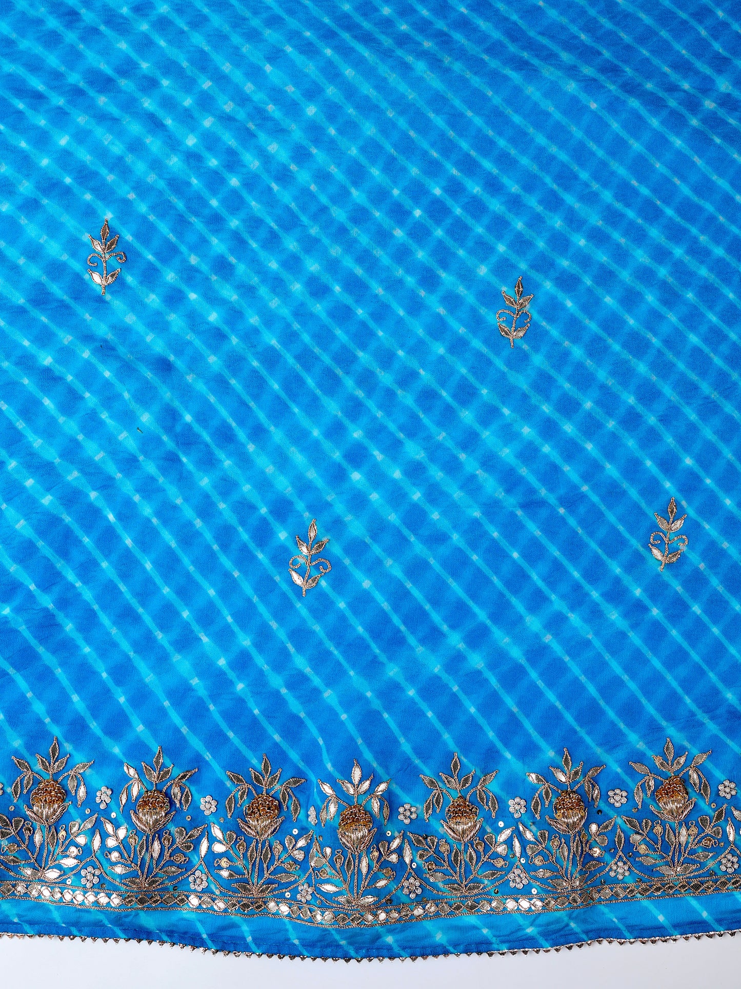 Teal Blue Georgette Leheriya Suit Set