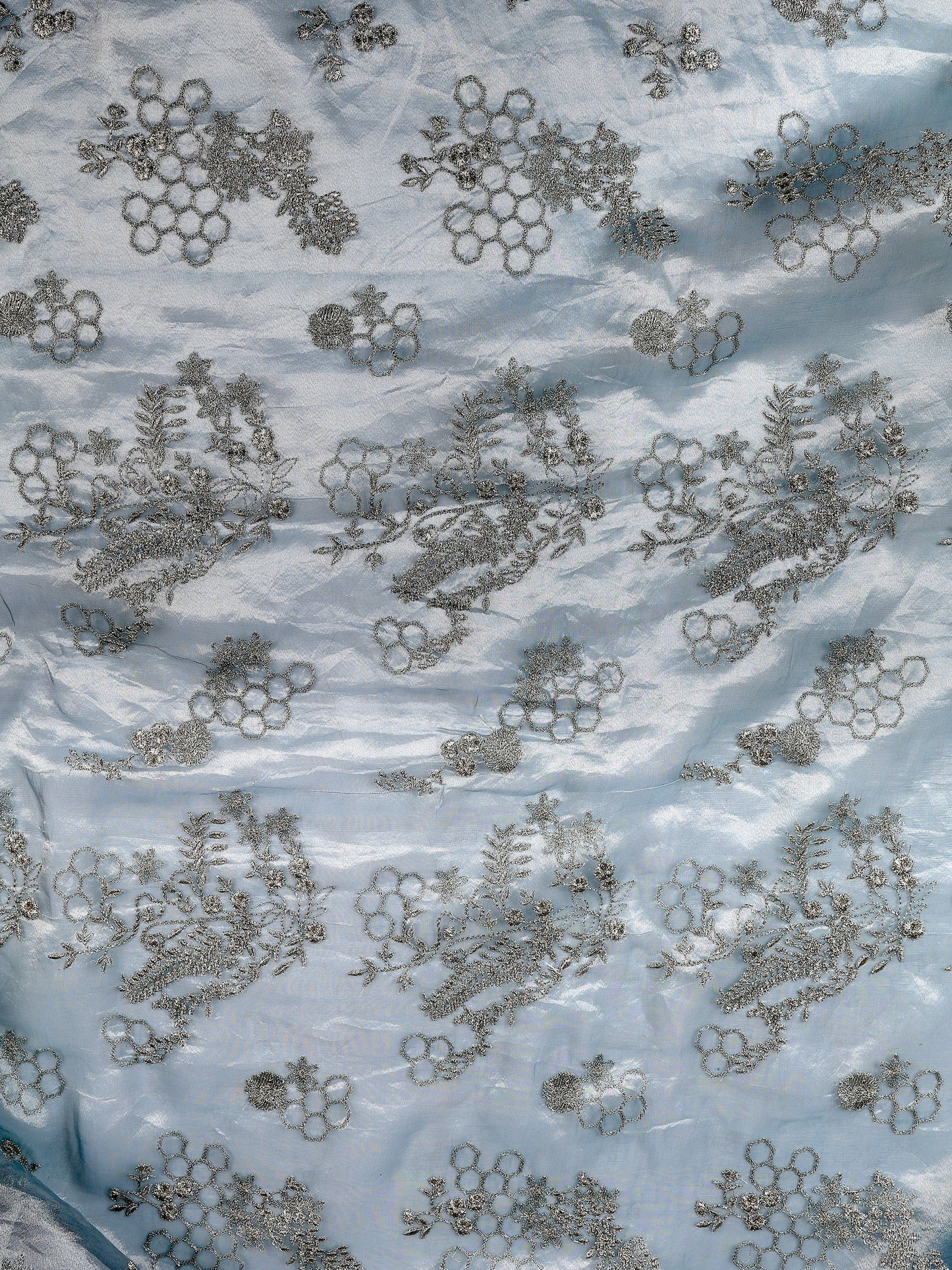 Organza Tissue With Kasab Zari Jaal Embroidery Fabric