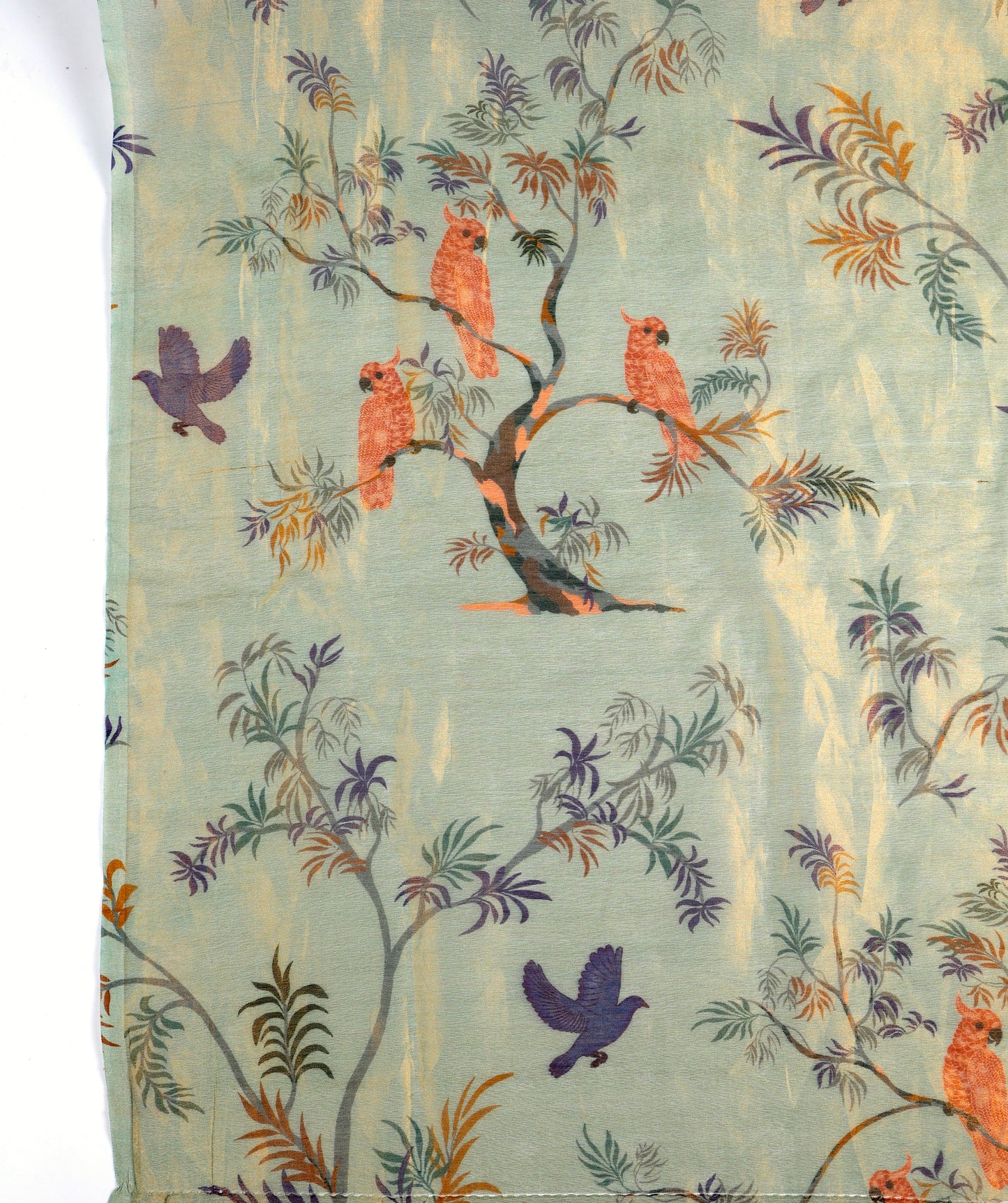 Chanderi Mercerized Tissue Figure Jaal Printed Fabric