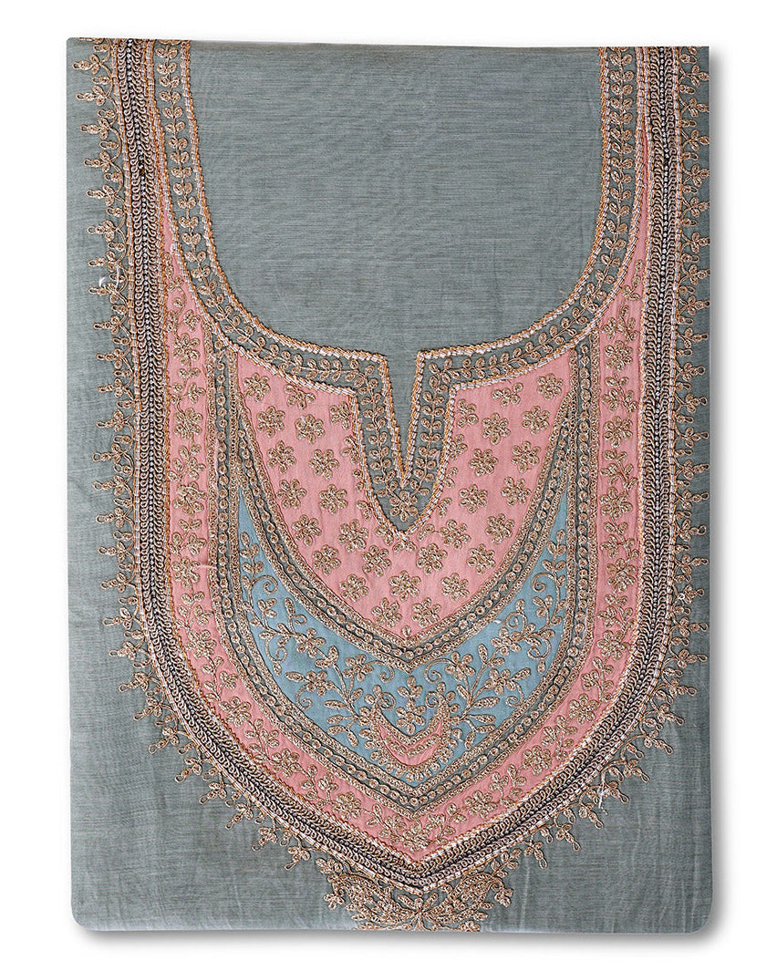 Sea Green Fine Chanderi Kurta Set with Embroidered Dupatta & Cotton Bottom