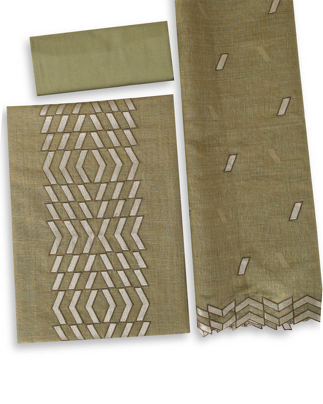 Mehendi Green Kora Chanderi Suit with Resham Embroidery Dupatta