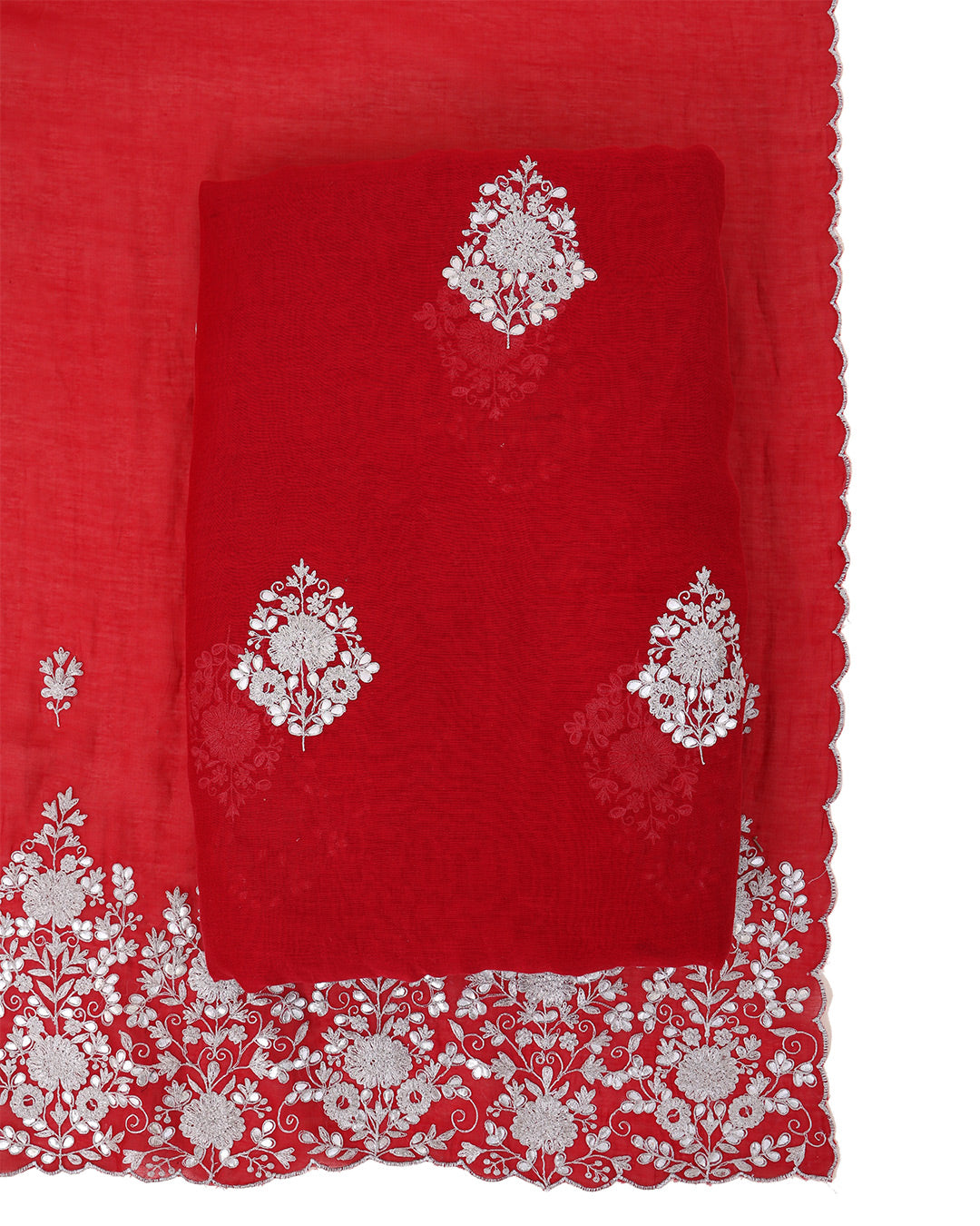 Fine Chanderi Dori Gota Buta Embroidery Fabric