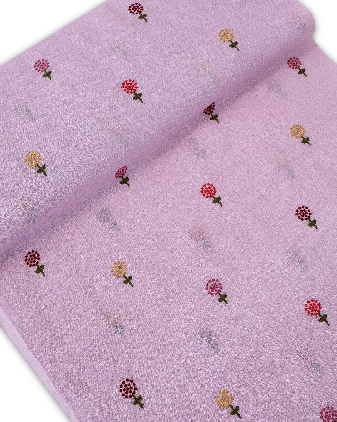 Gauze Linen Multi Thread Buta Embroidered Fabric