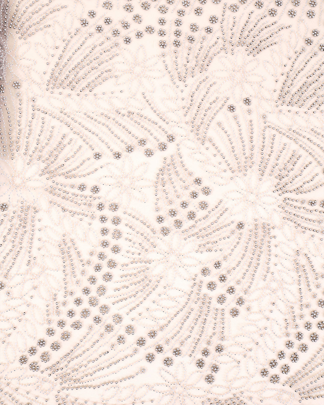 Peach Net Cutdana Pearl Jaal Embroidery Fabric