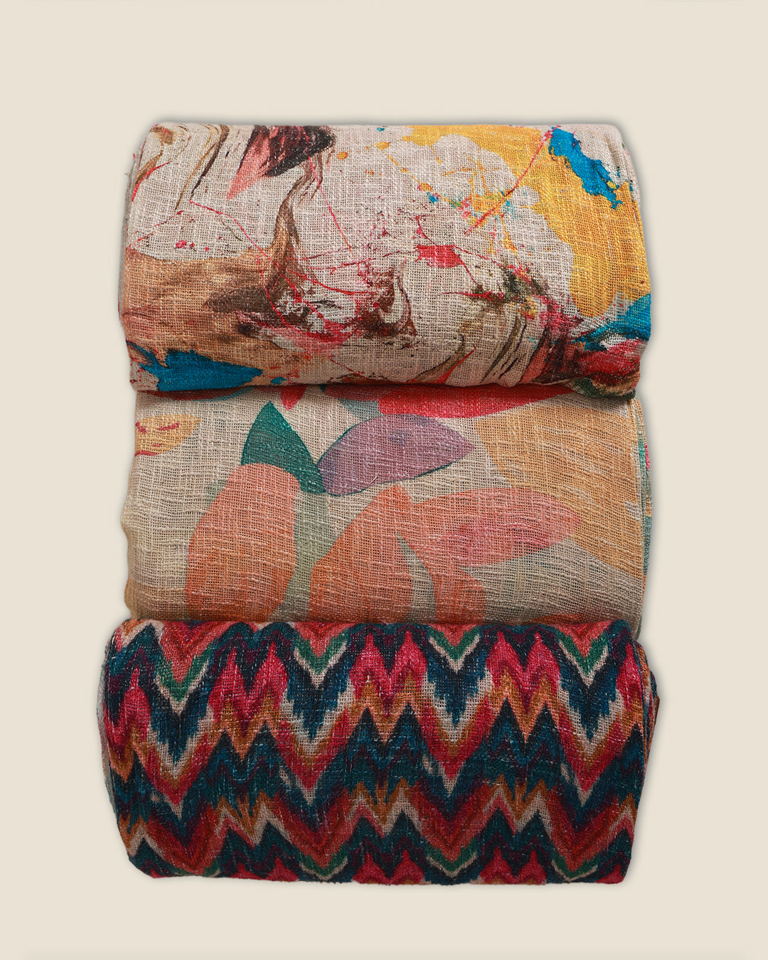 Jute Digital Abstract Printed Fabric