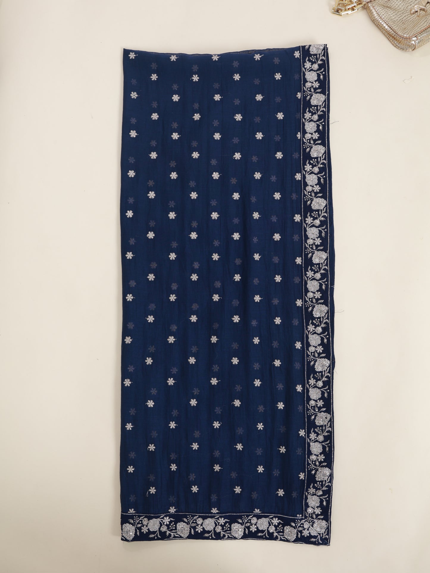 Malai Chanderi Taar Buta Border Embroidered Dupatta Fabric