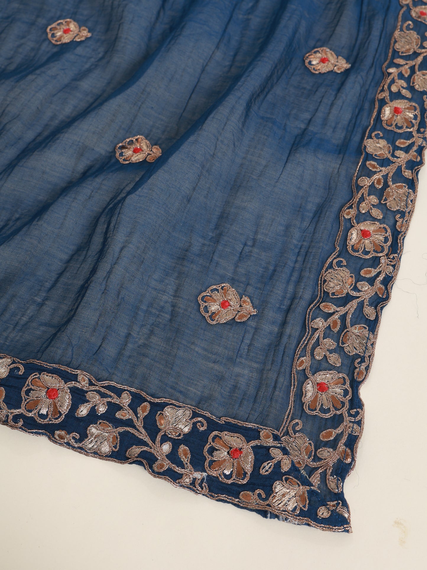 Fine Chanderi Antique Kasab Embroidered Fabric with Mina Dupatta