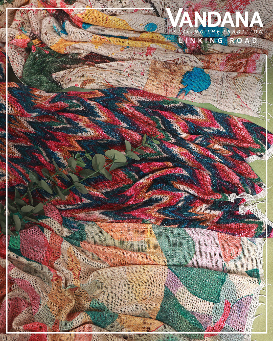 Jute Digital Abstract Printed Fabric