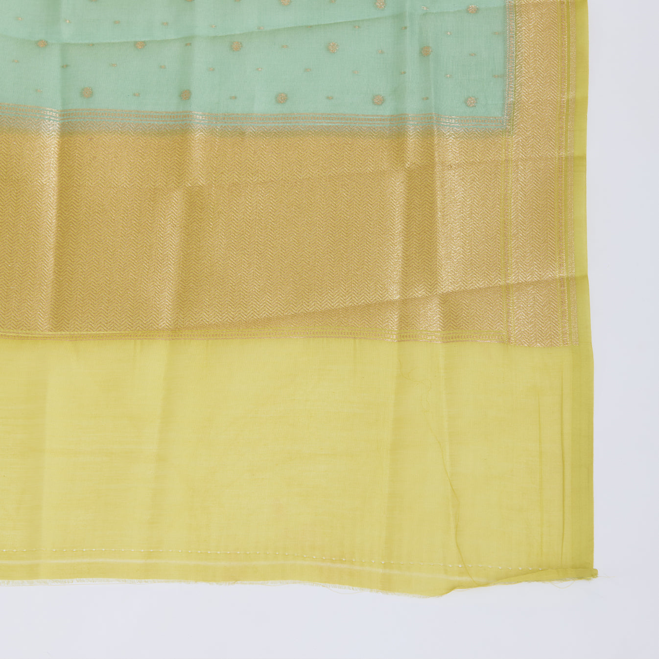 Lime Green Chanderi Woven Suit with Dusty Green Dupatta
