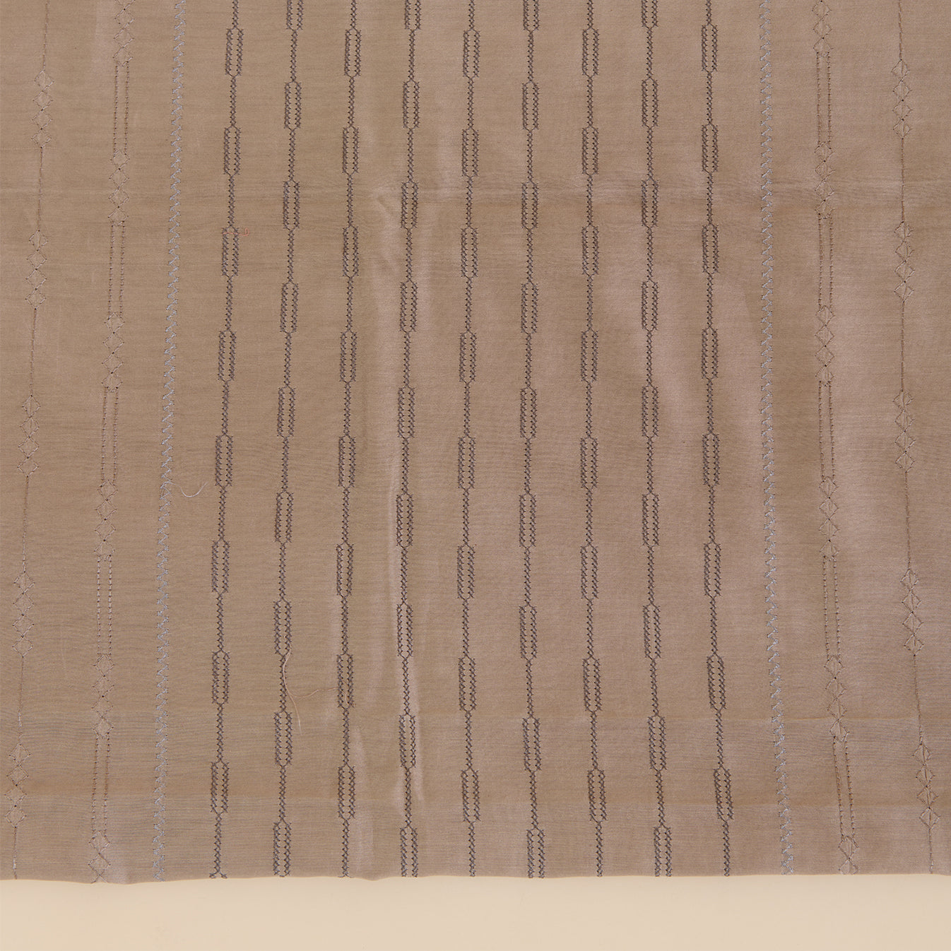 Cement Grey Chanderi Thread Embroidered Stripe Suit