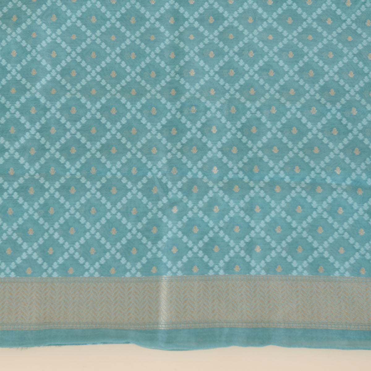 Bluish Grey Chanderi Woven Suit with Dupatta & Bottom