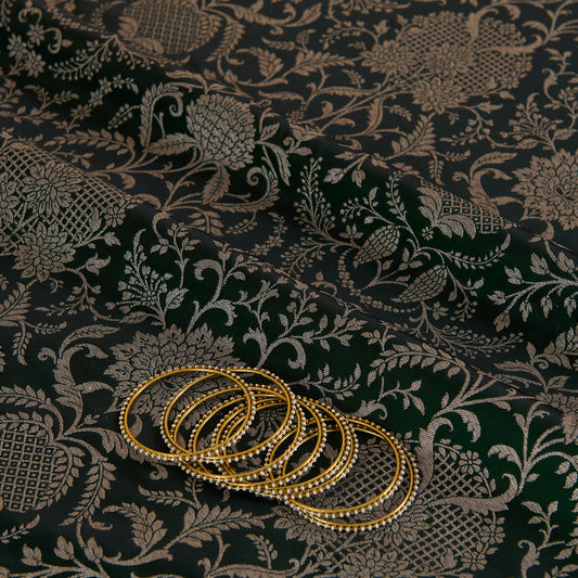 Bottle Green Khin Khwab Brocade Fabric
