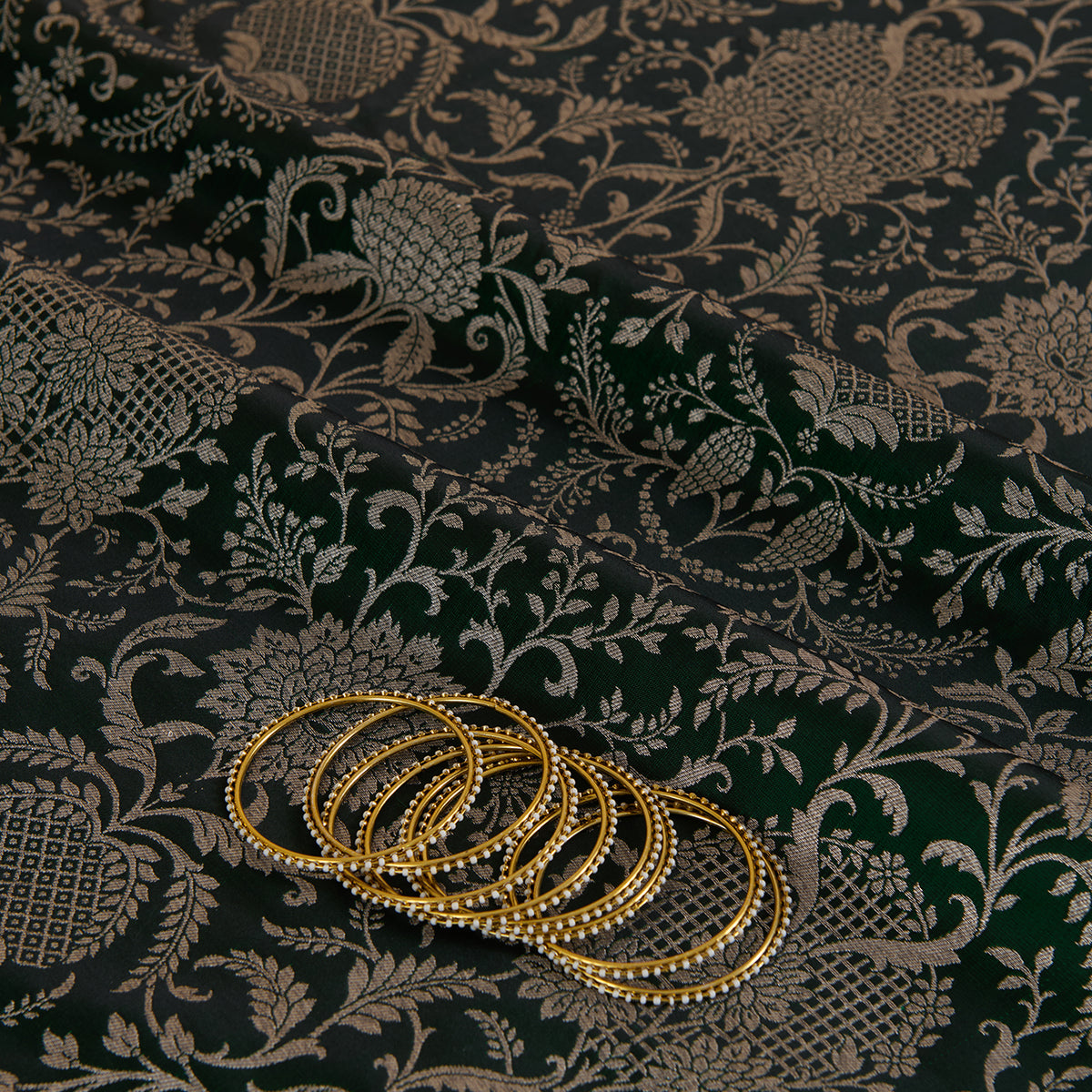 Bottle Green Khin Khwab Brocade Fabric