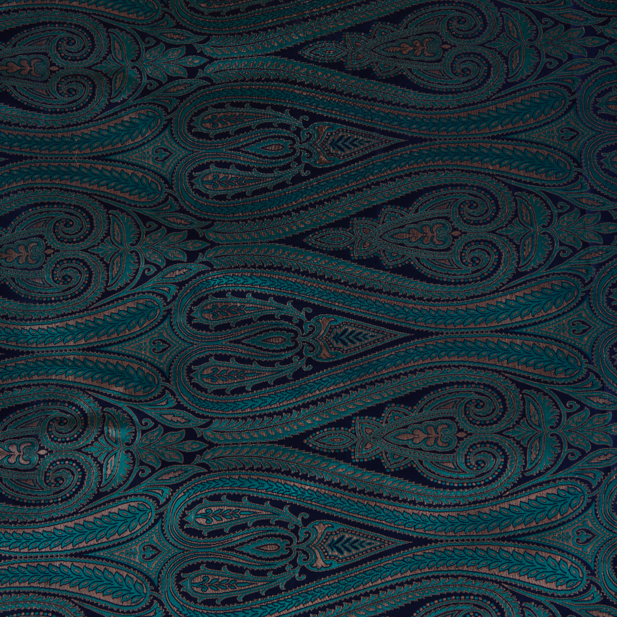 Dark Blue Khin Khwab Brocade Woven Fabric – 36 Inch Width