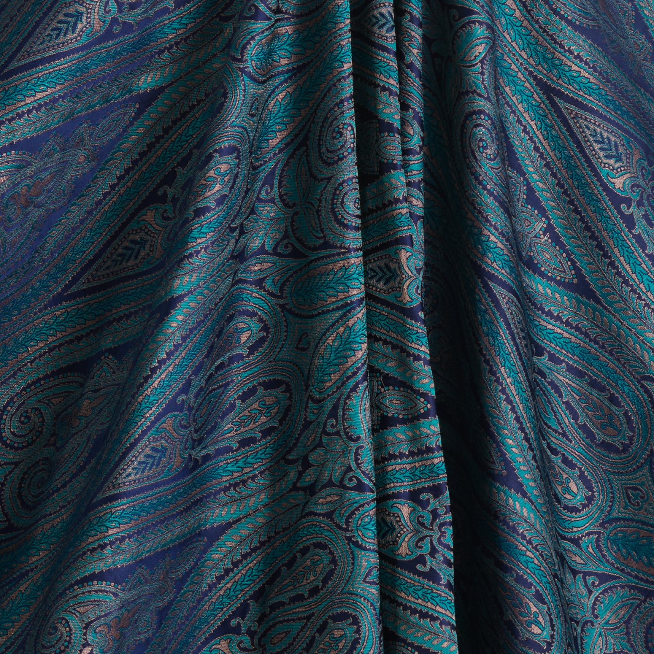 Dark Blue Khin Khwab Brocade Woven Fabric – 36 Inch Width