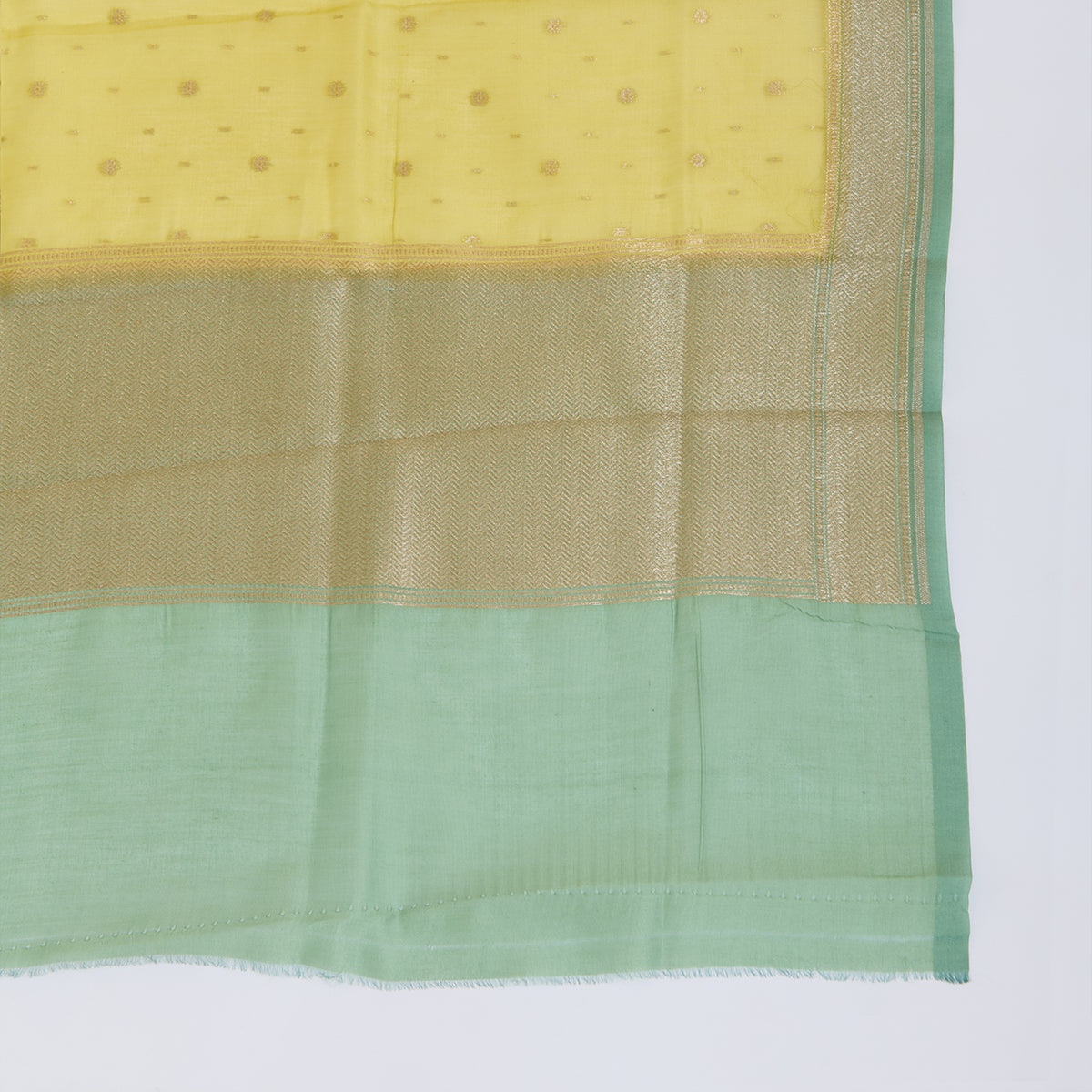 Dusty Green Chanderi Woven Suit with Yellow Dupatta