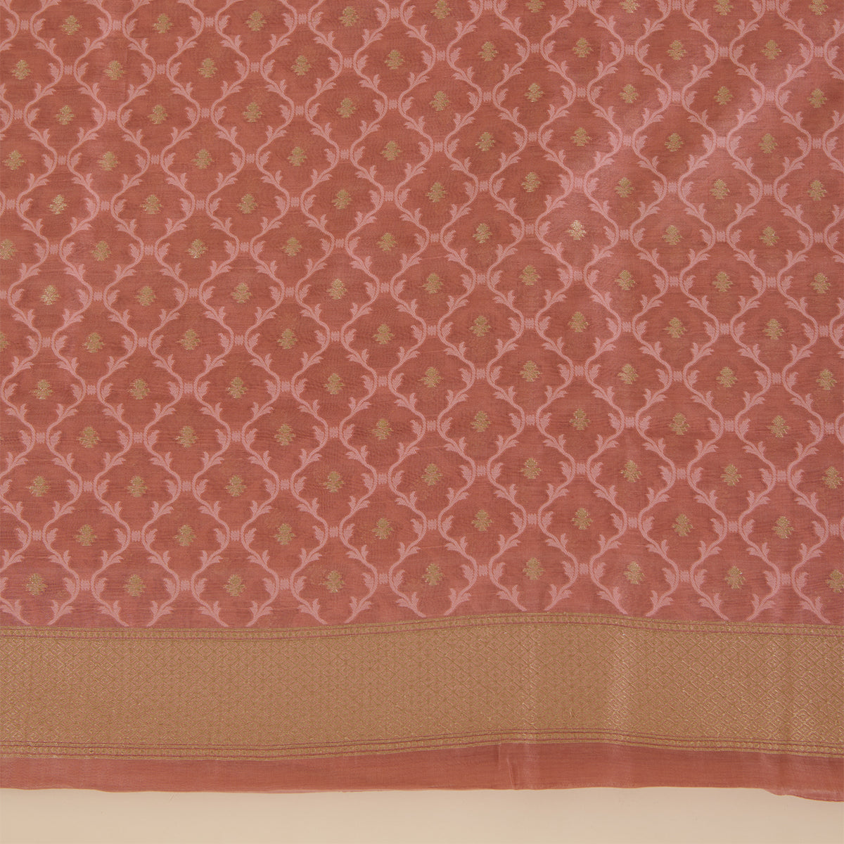 Dusty Peach Chanderi Woven Suit with Dusty Mauve Dupatta