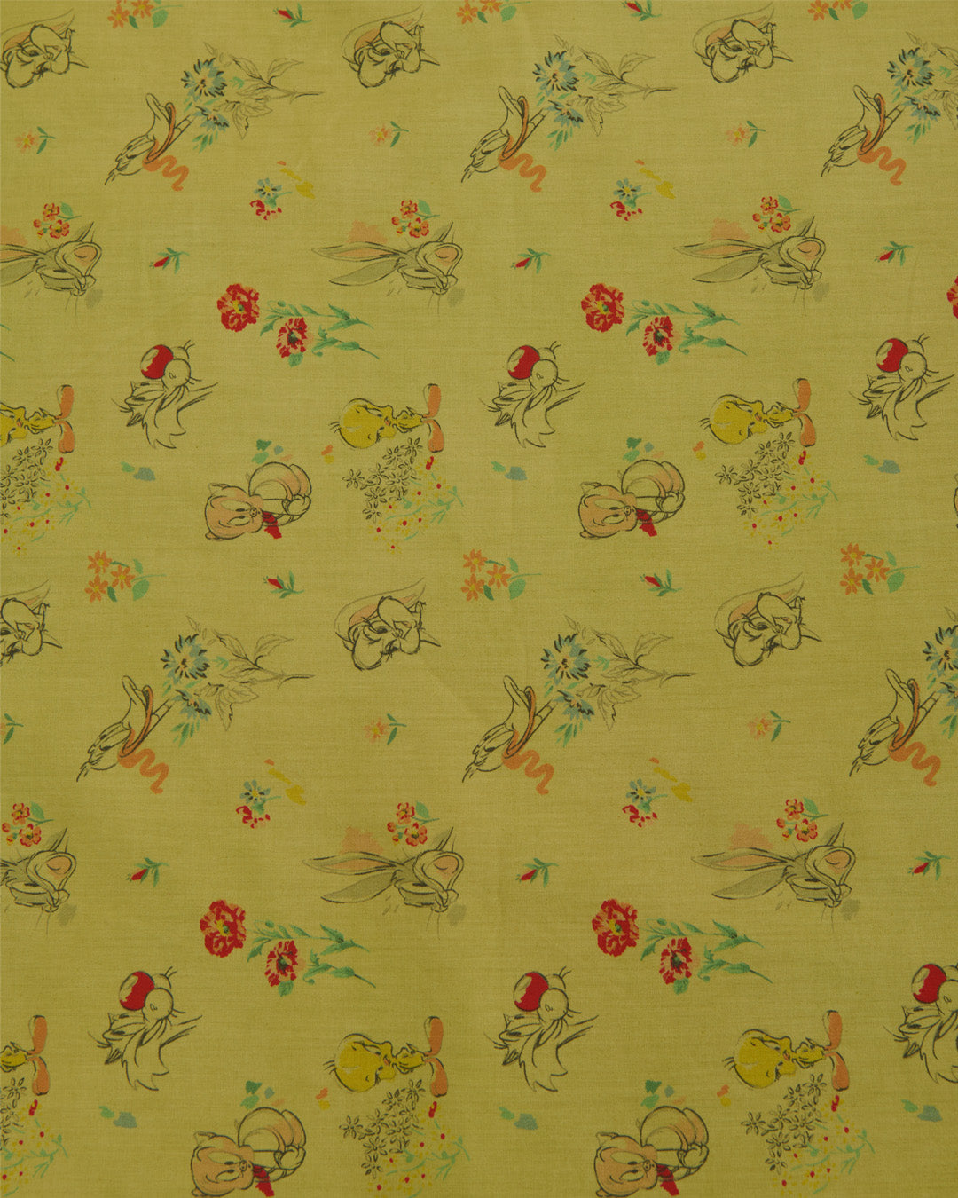 Lime Green Cotton Mercerized Printed Fabric