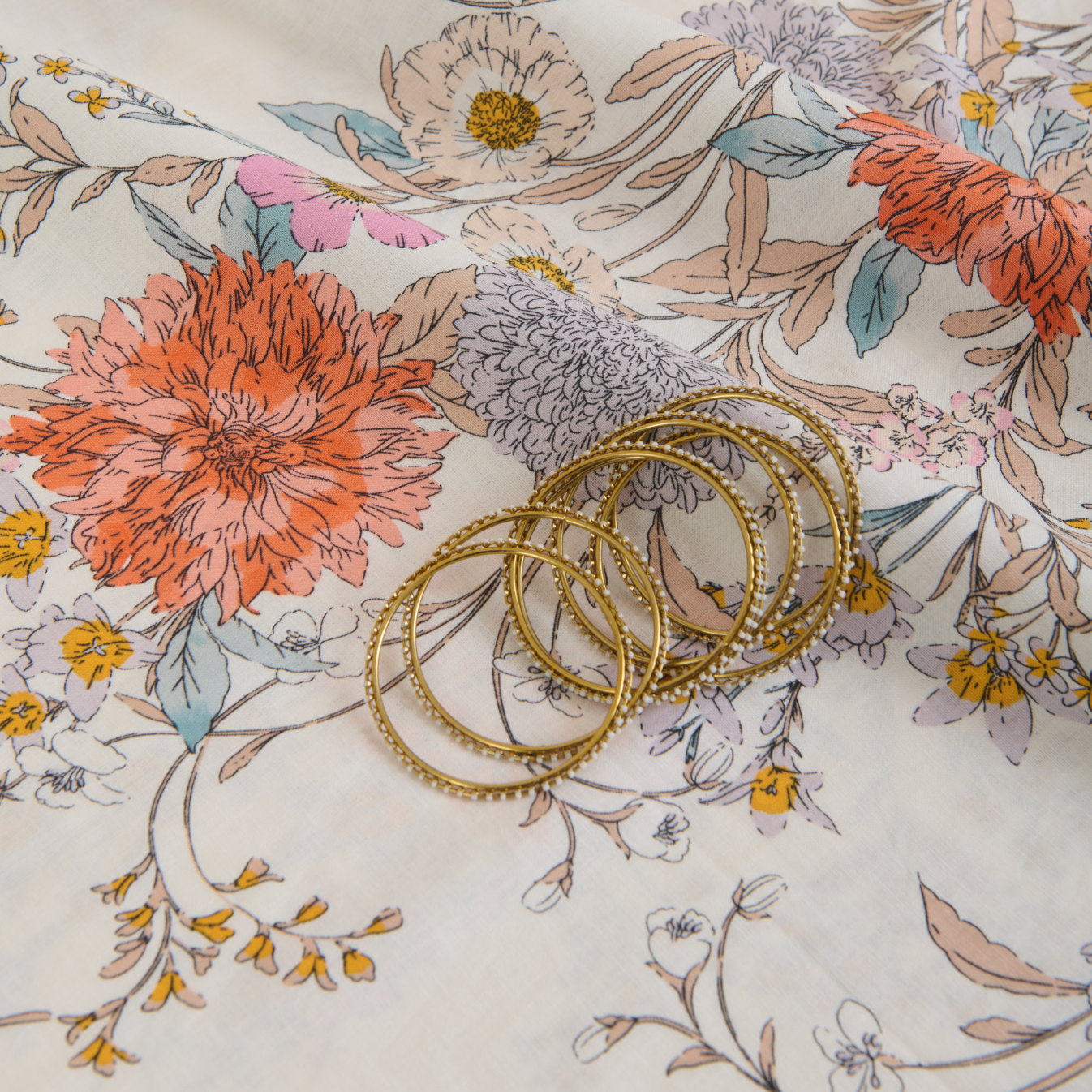 Off White Multicolor Khin Khwab Brocade Woven Fabric – 36 Inch Width