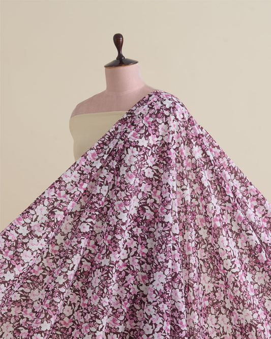 Wine Cotton Voil Printed Fabric