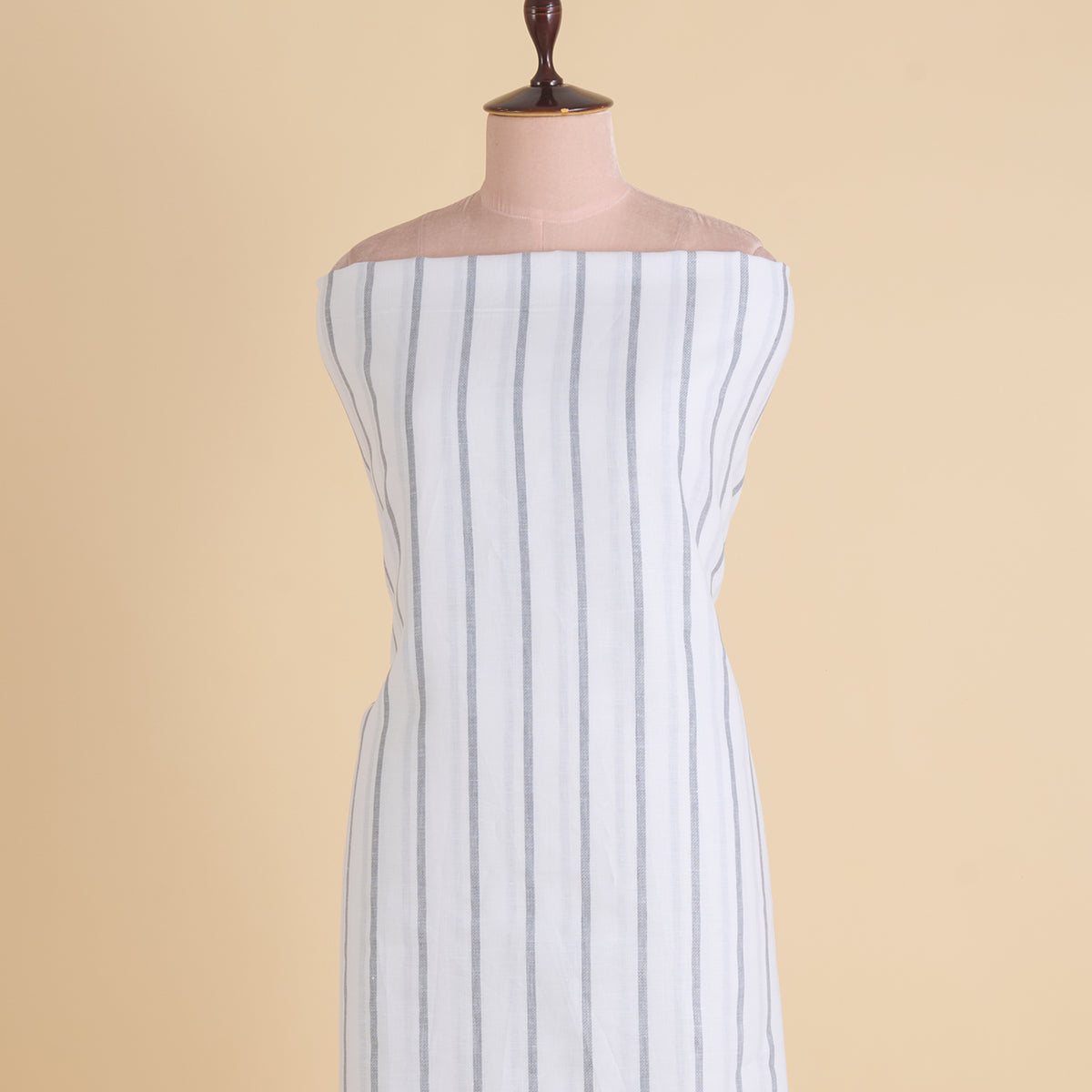 White Grey 60 Lea Linen Melbourne Stripes Fabric