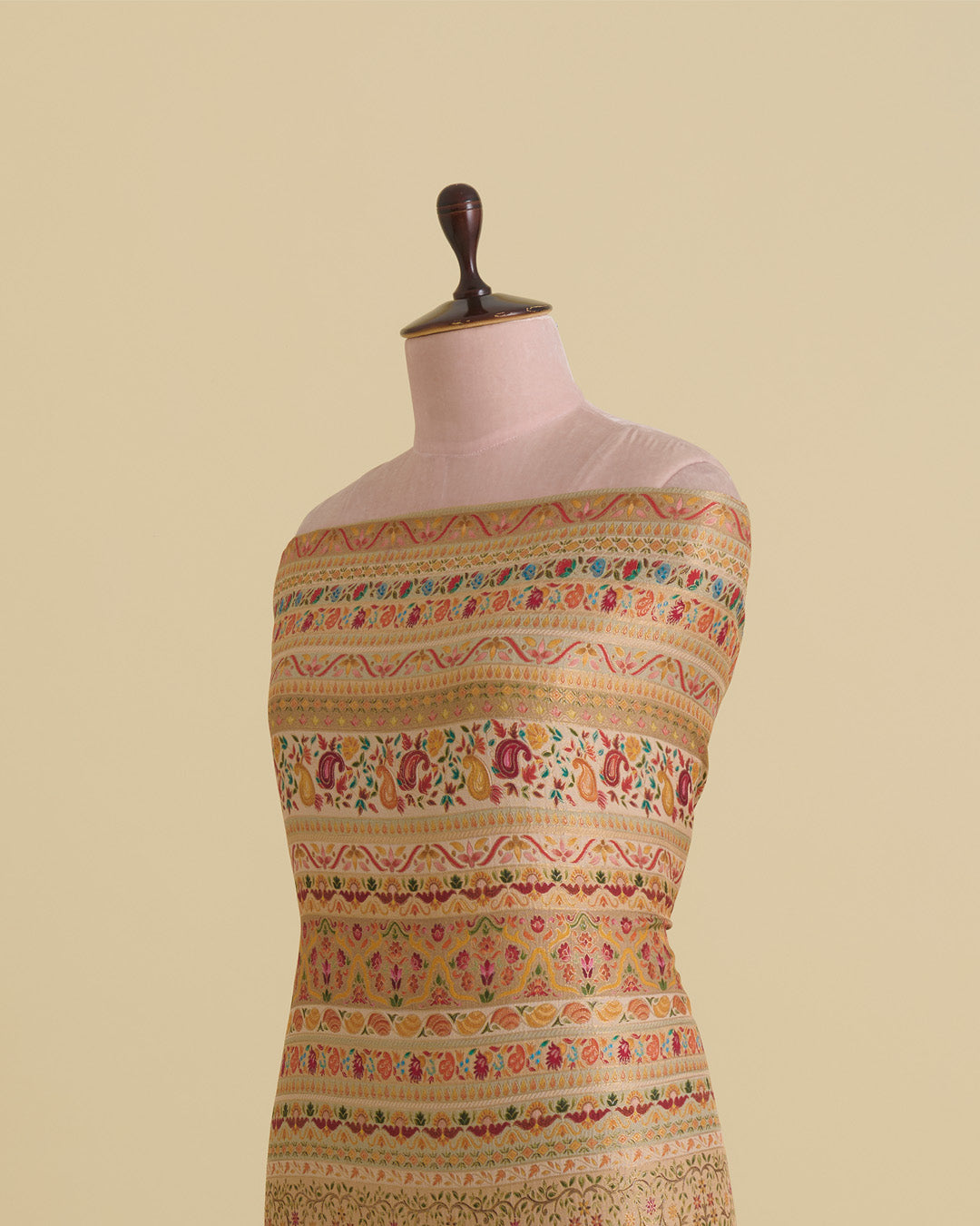 Beige Art Dupion Multi Brocade Fabric