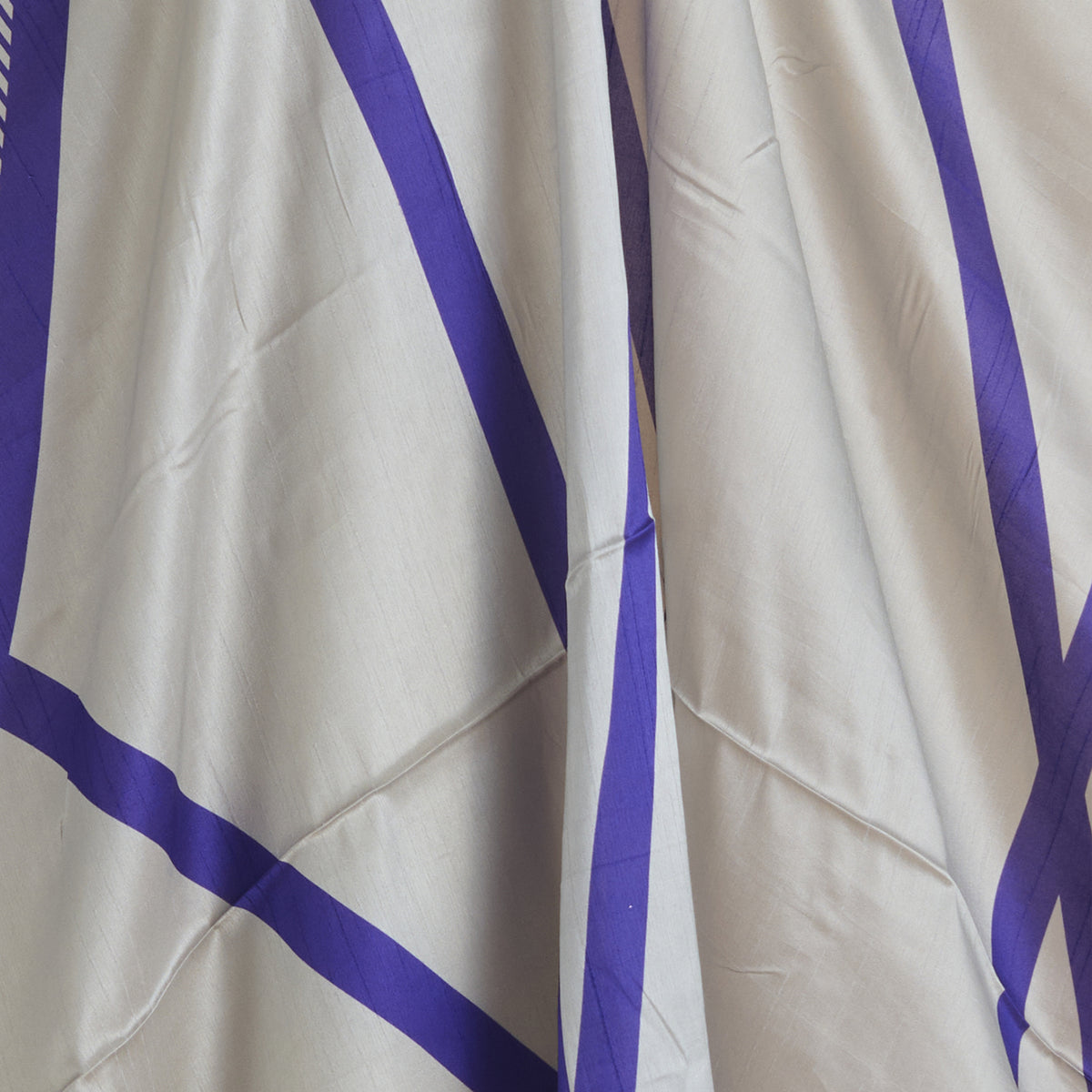 Blue Purple Art Dupion Silk Abstract Print