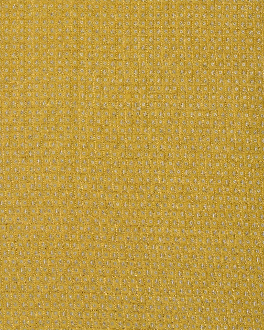 Mustard Art Organza Tissue Kasab Checks with Sequin Embroidery | Vandana Fabrics