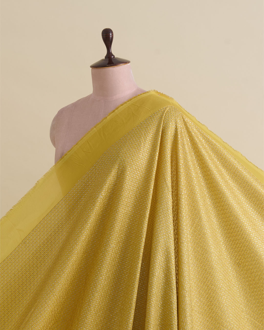 Mustard Art Organza Tissue Kasab Checks with Sequin Embroidery | Vandana Fabrics