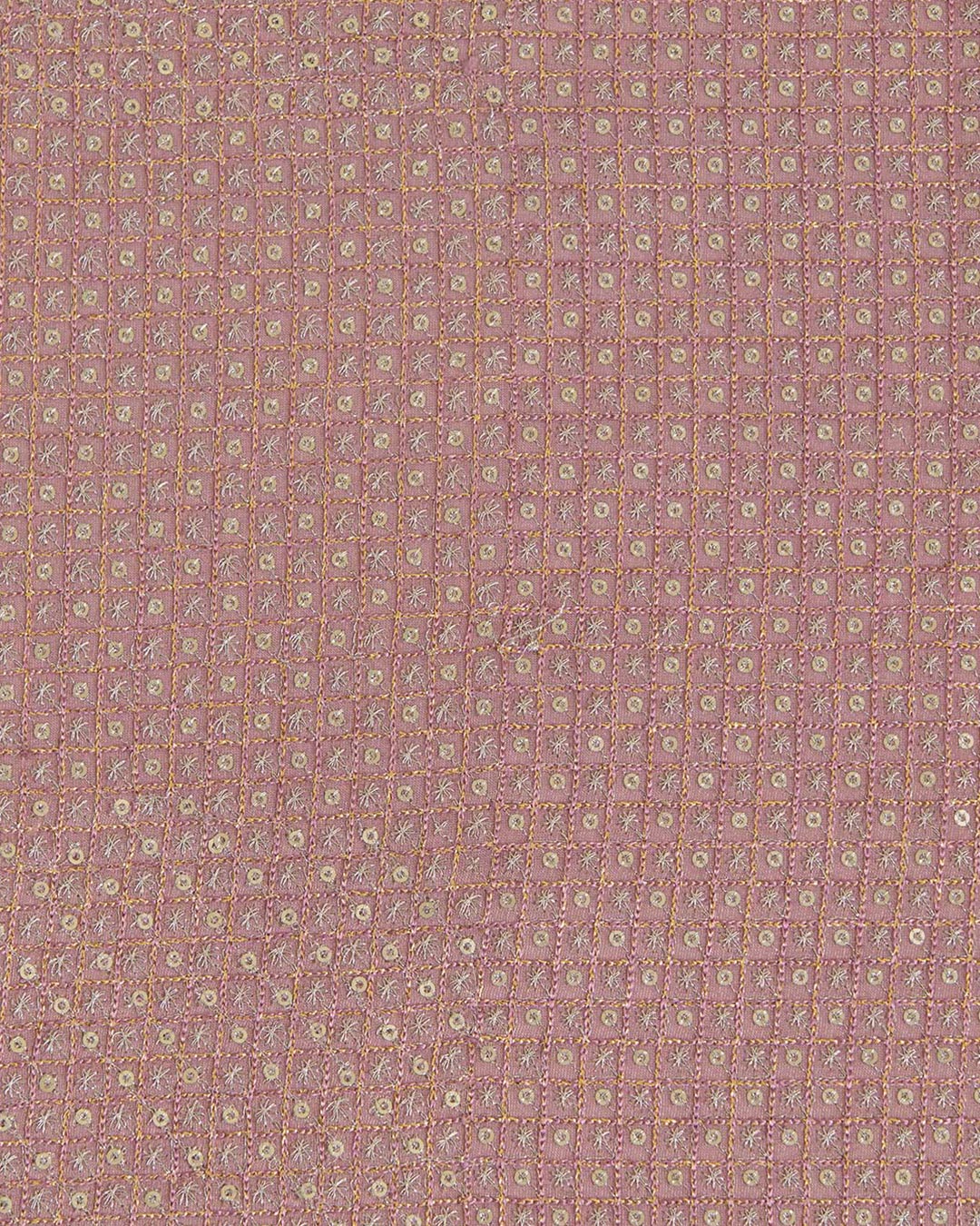 Onion Pink Art Organza Tissue Kasab Checks Fabric