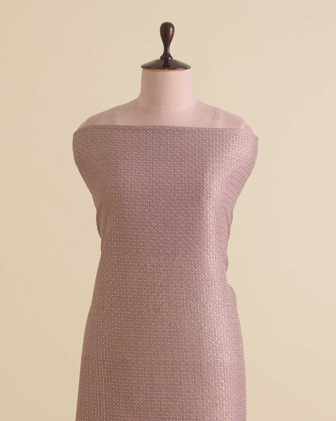 Onion Pink Art Organza Tissue Kasab Checks Fabric