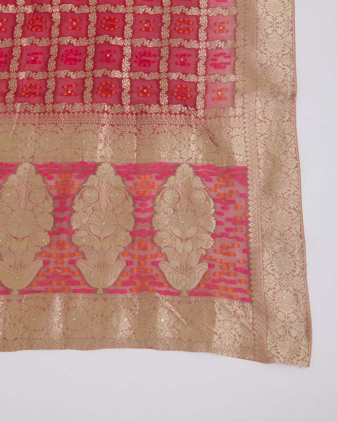 Art Dupion Suit with Zardozi, Sequin & Cutdana Work and Organza Dupatta Marsala