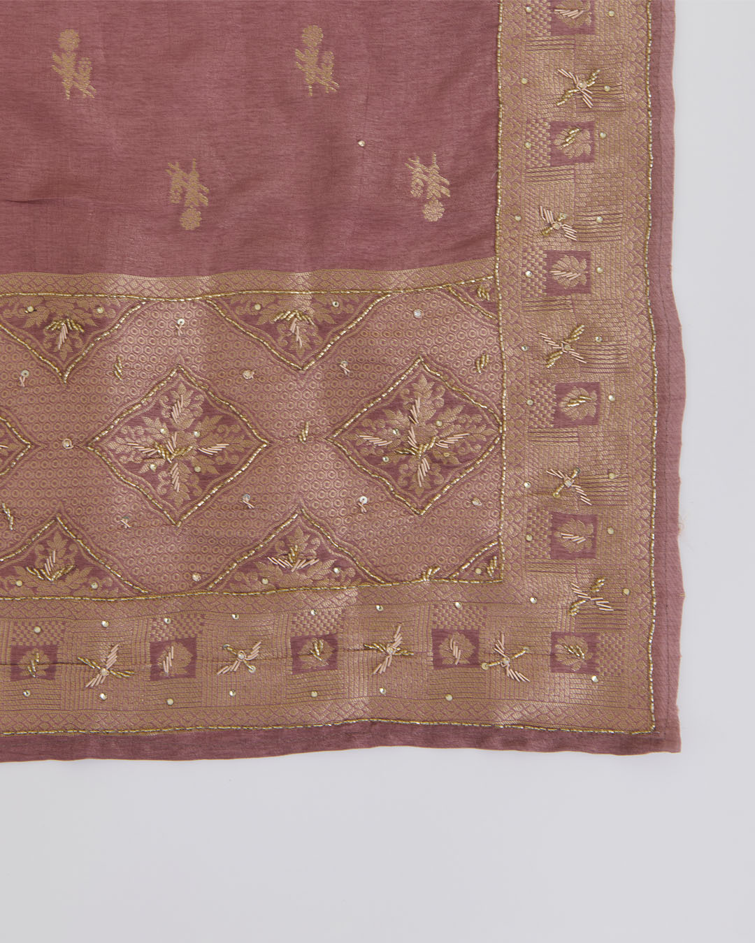 Onion Pink Art Dupion Lurex Kurta with Cut-Dana & Zardosi Embroidery