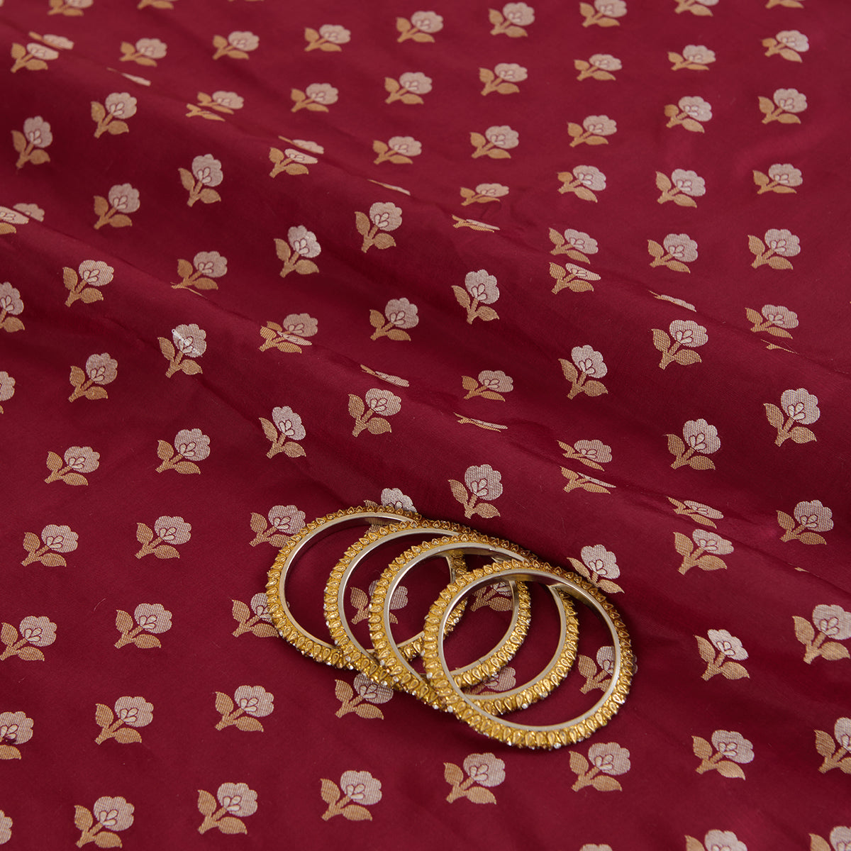 Maroon Brocade G/S Woven Butti Fabric
