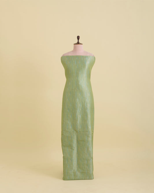 Green Brocade Gold Abstract Woven Fabric