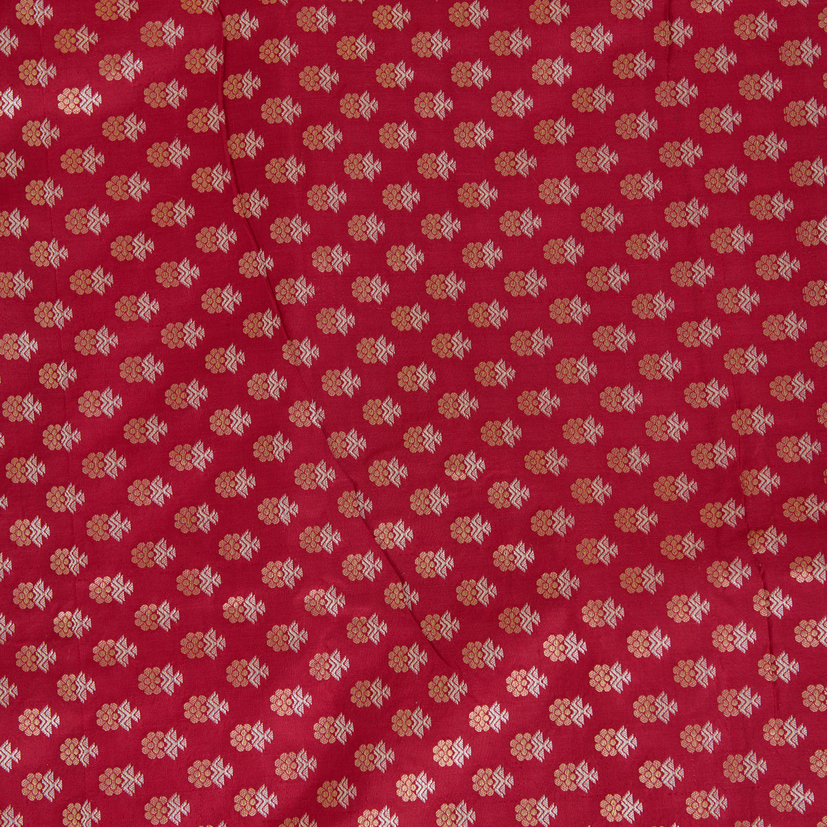 Maroon Brocade Gold & Silver Butti Fabric
