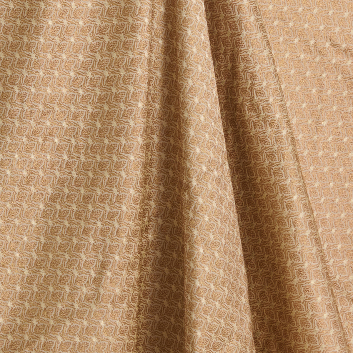 Off White Brocade Antique Zari Jaal Minakari Woven Fabric