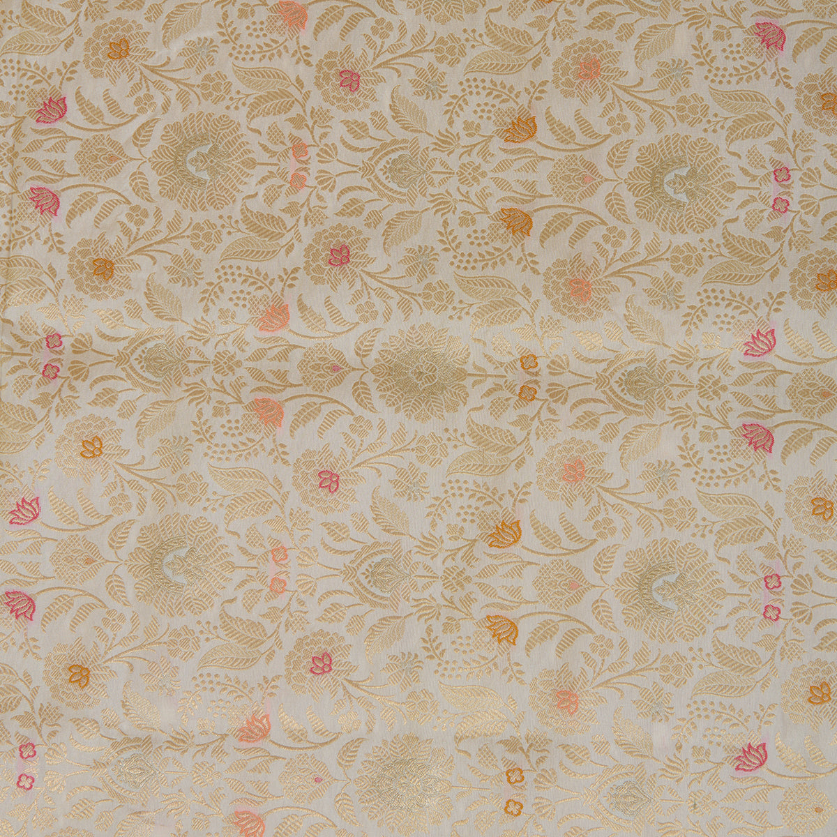 Offwhite Brocade Jaal Mina Fabric