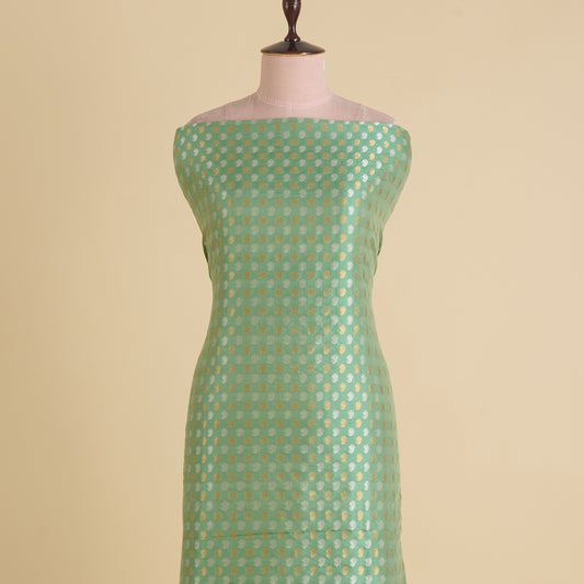 Pista Green Brocade G/S Woven Butti Fabric
