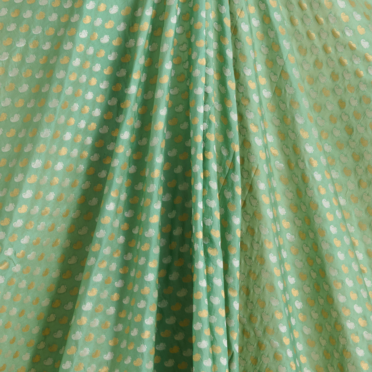 Pista Green Brocade G/S Woven Butti Fabric