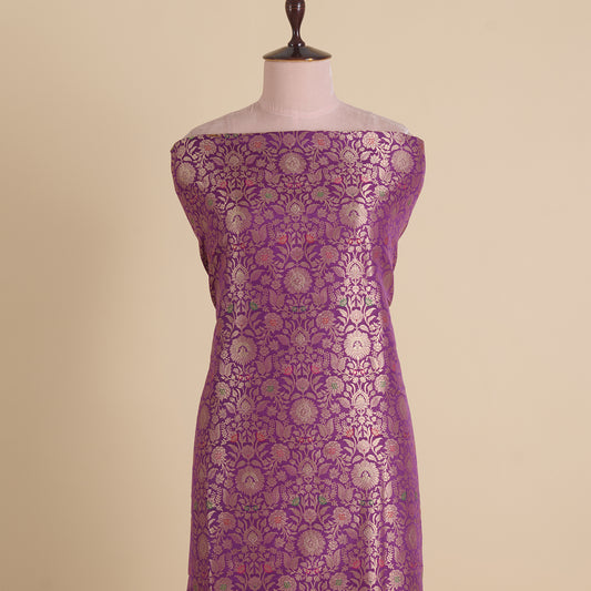 Purple Brocade Jaal Mina Fabric