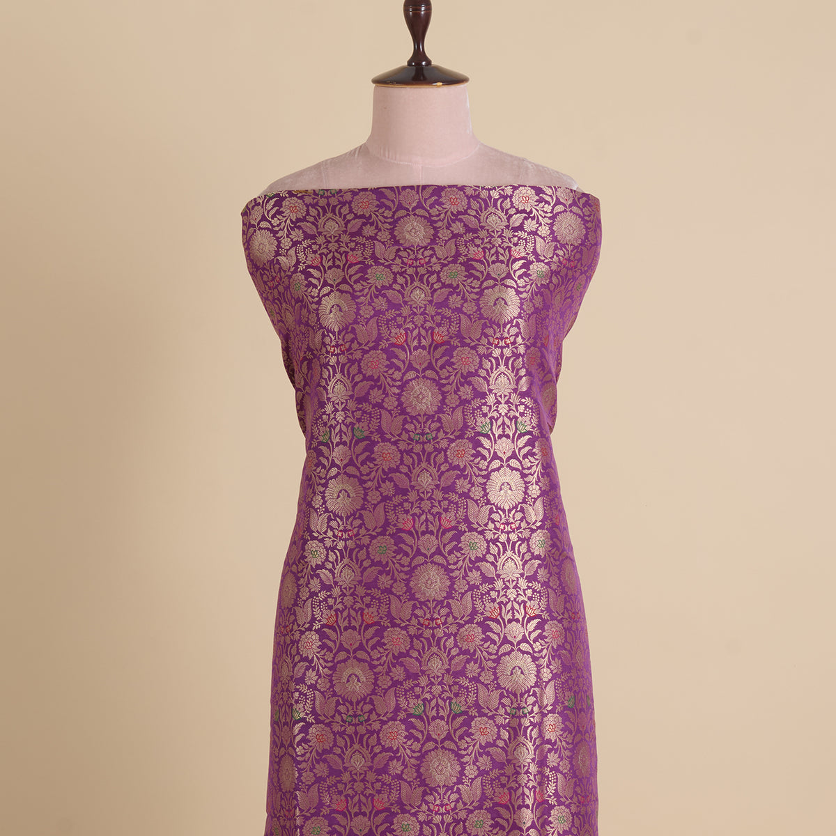 Purple Brocade Jaal Mina Fabric