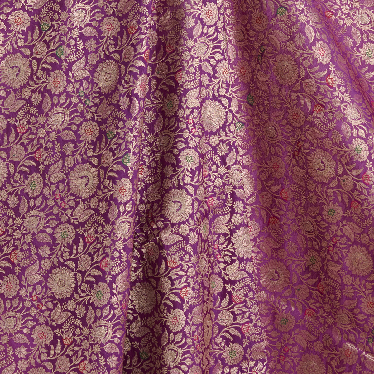Purple Brocade Jaal Mina Fabric