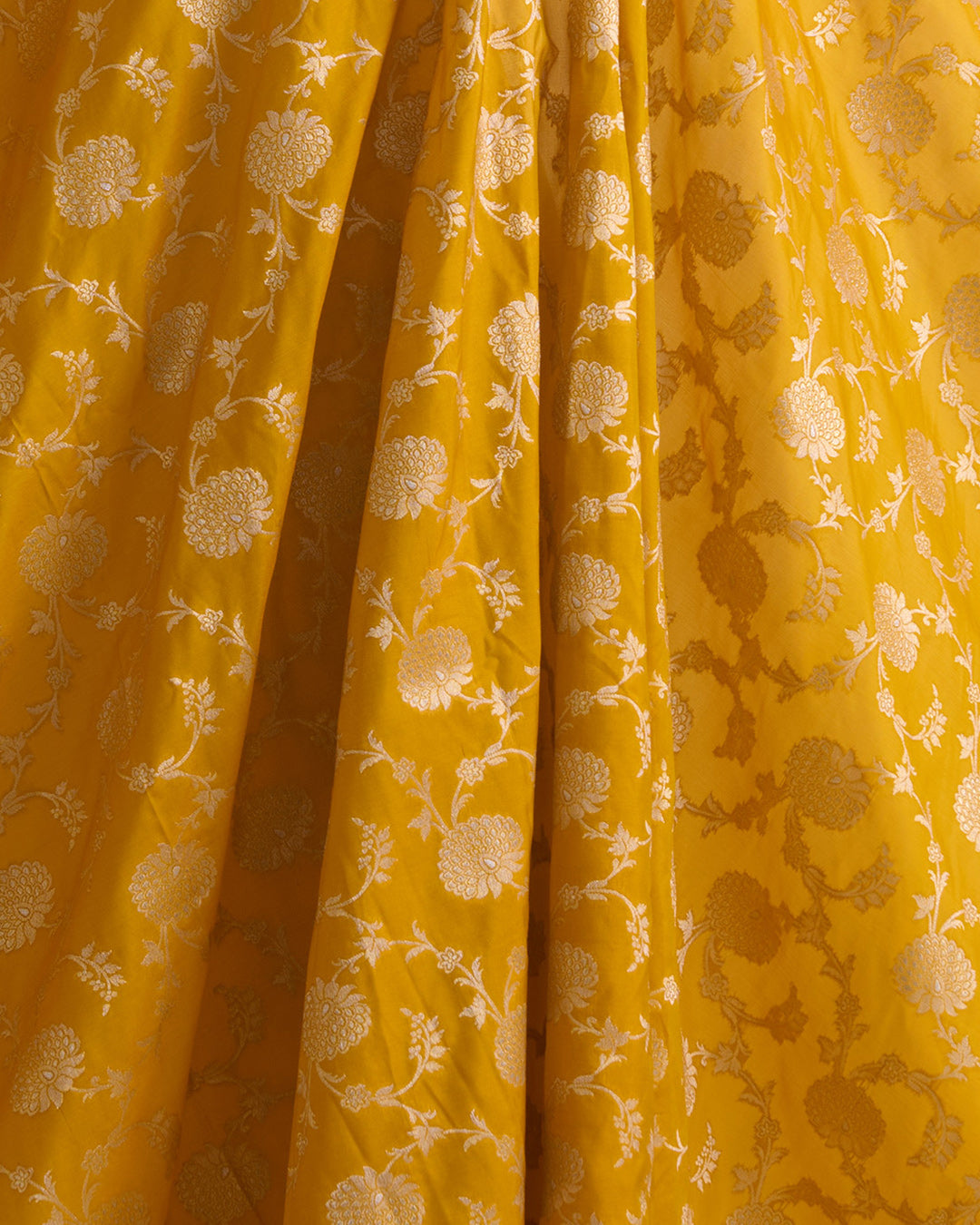 Mustard Brocade Gold Jaal Mina Fabric