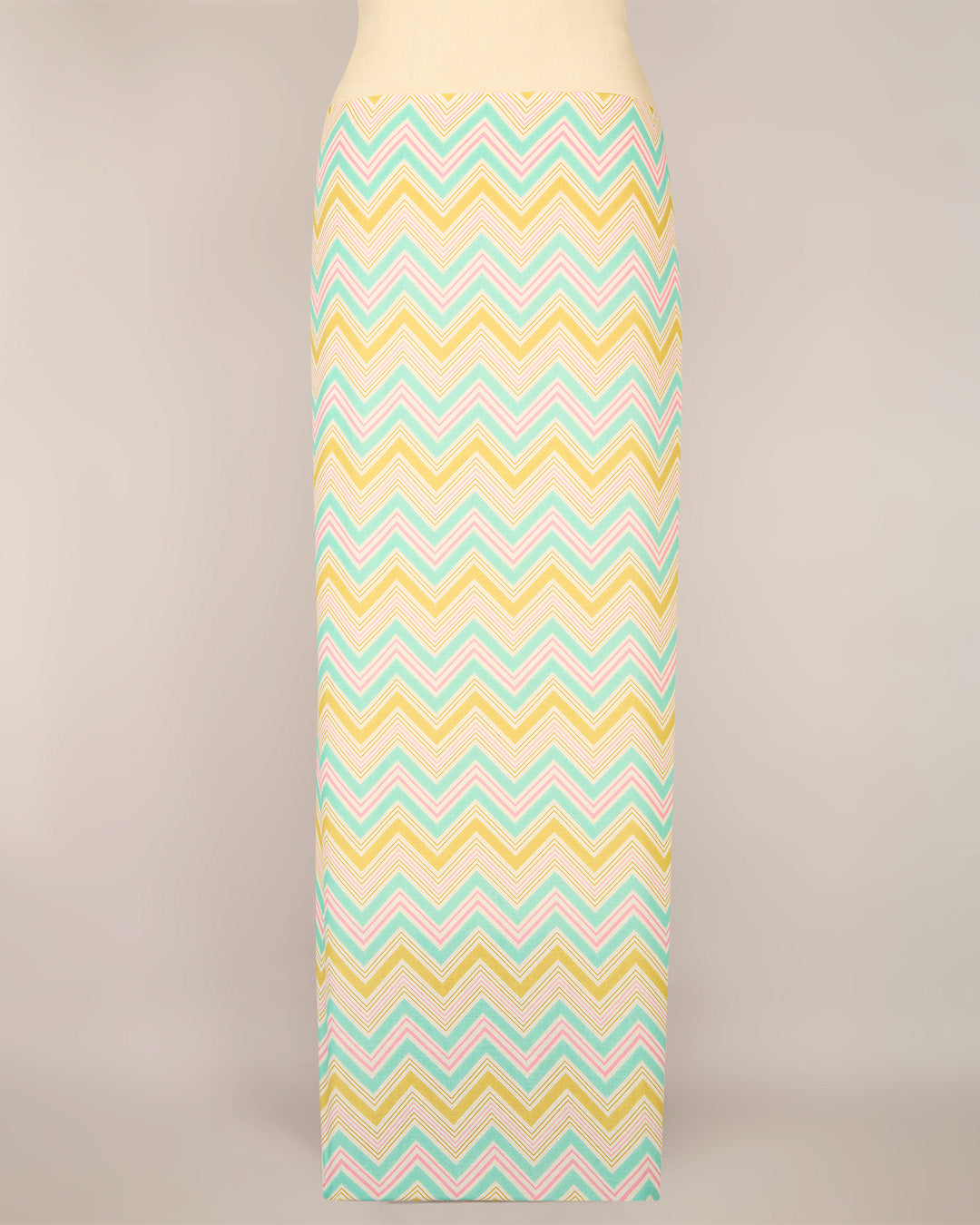 Aqua Mustard Cotton Zig Zag Printed Fabric