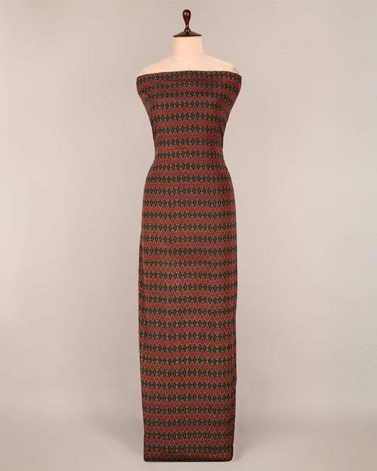 Cotton Silk Ikat Handcrafted Fabric in Red & Black