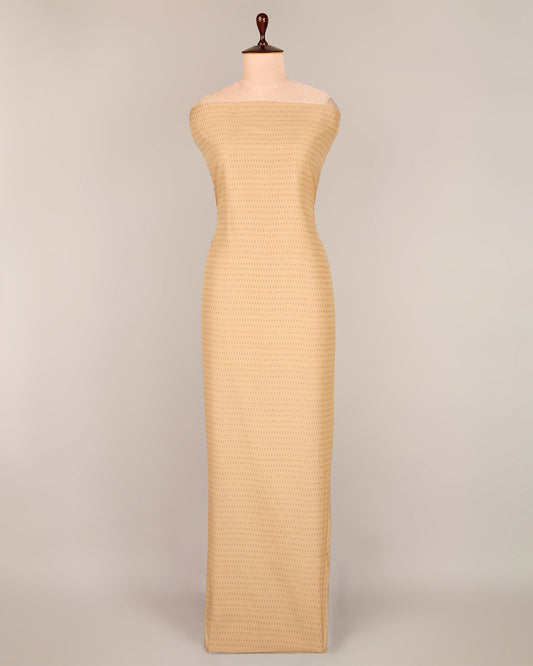 Beige Gold Cotton Silk Ikat Handcrafted Fabric