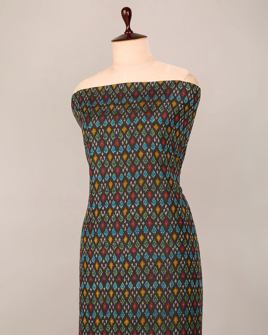 Brown Cotton Silk Ikat Handcrafted Fabric